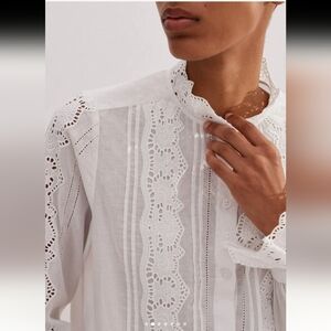 ISO ME+EM Cotton Voile Blouse With Embroidery